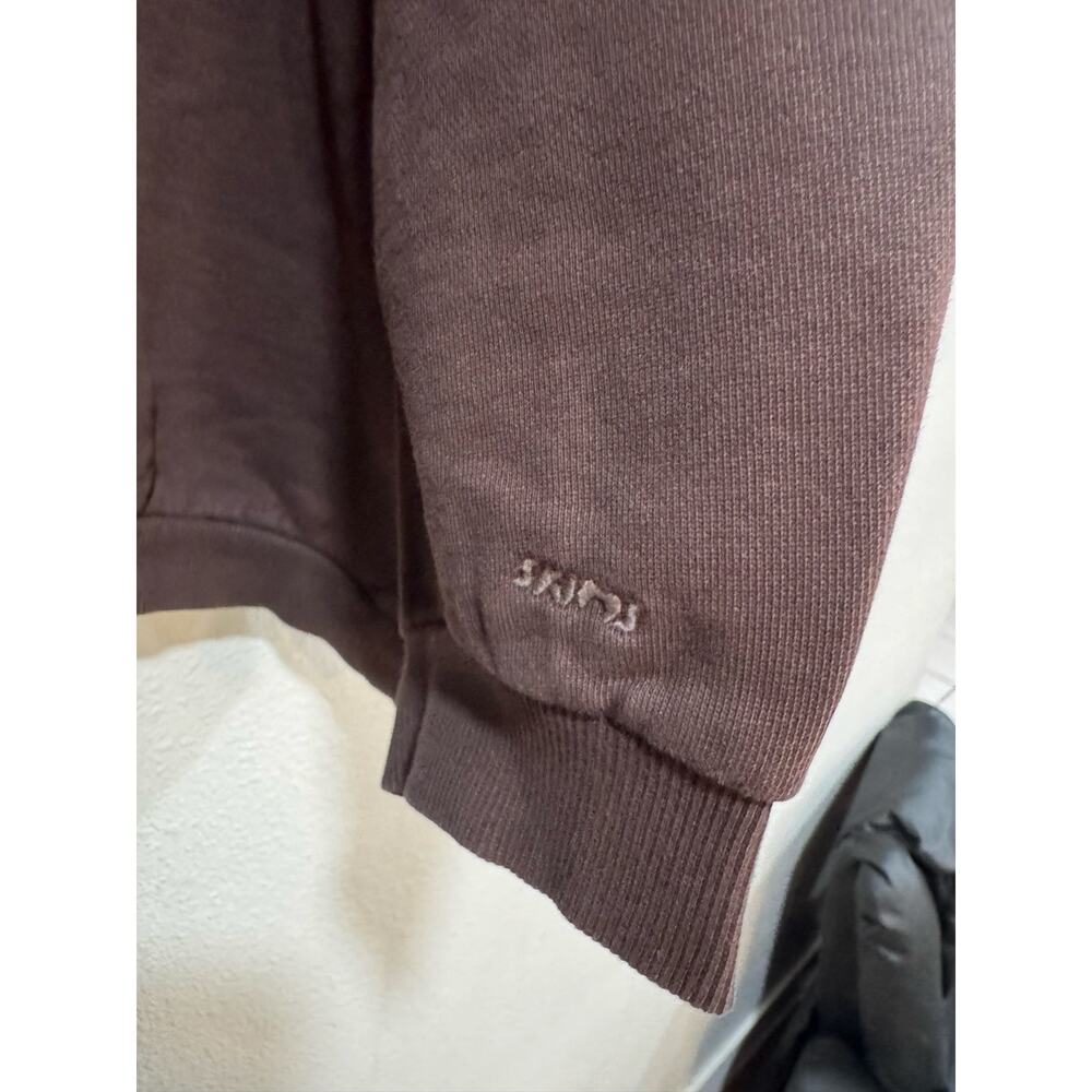 SKIMS Boyfriend Slouchy Quarter Zip Oversized Sweater Large Color Espresso - Picture 7 of 9